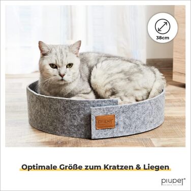 PiuPet® Круглий когтеточка для котів 38 см, стильний фетровий дизайн, кругла гофрокартонна когтеточка для котів