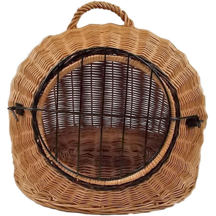 Транспортний кошик для тварин з лози, коричневий, розмір S, 45x35x44 см, знімний металевий ґрат