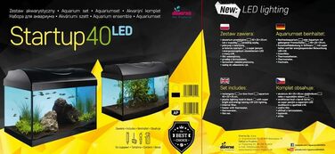 Комплект акваріума Diversa Startup LED, прямокутний, чорний, з обладнанням та LED освітленням для риб