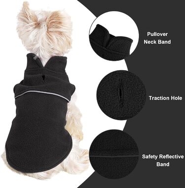 Тепла флісова жилетка для собак, чорна, розмір XXS - ідеально для маленьких цуценят та собак
