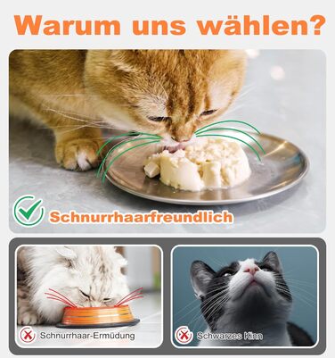 Набори мисок для котів (4 шт.) з нержавіючої сталі, проти ковзання, для вологого та сухого корму, 17 см, зручні для вусів