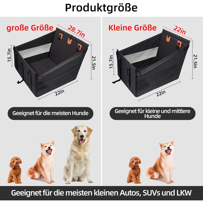 Автомобільний аксесуар для собак - крісло-підвищувач для великих собак до 25 кг (Чорний, L)