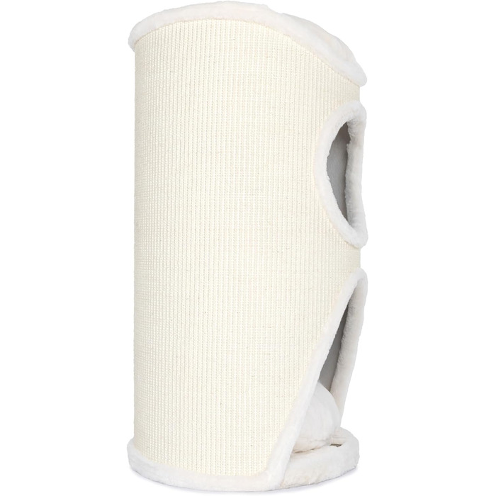 Дерев'яний кігтеточка для котів Bontoy Mukki Creme - 75 см, з 2 печерами, велика лежанка, обмотана сизалевим килимком, знімний коврик