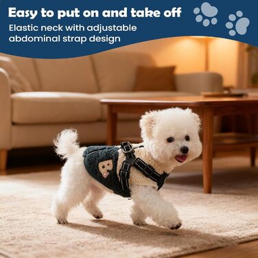 Зимовий теплий одяг для собак - куртка з флісовою підкладкою з отвором для шлейки, для холодної погоди, для маленьких та середніх собак, осінь, зелений та білий