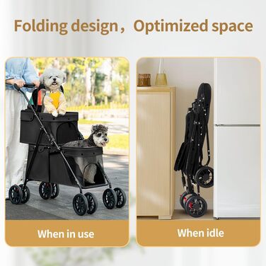 Візок для собак Homewell 2в1: Buggy з платформою та переносна сумка, чорний (67x50x95 см)