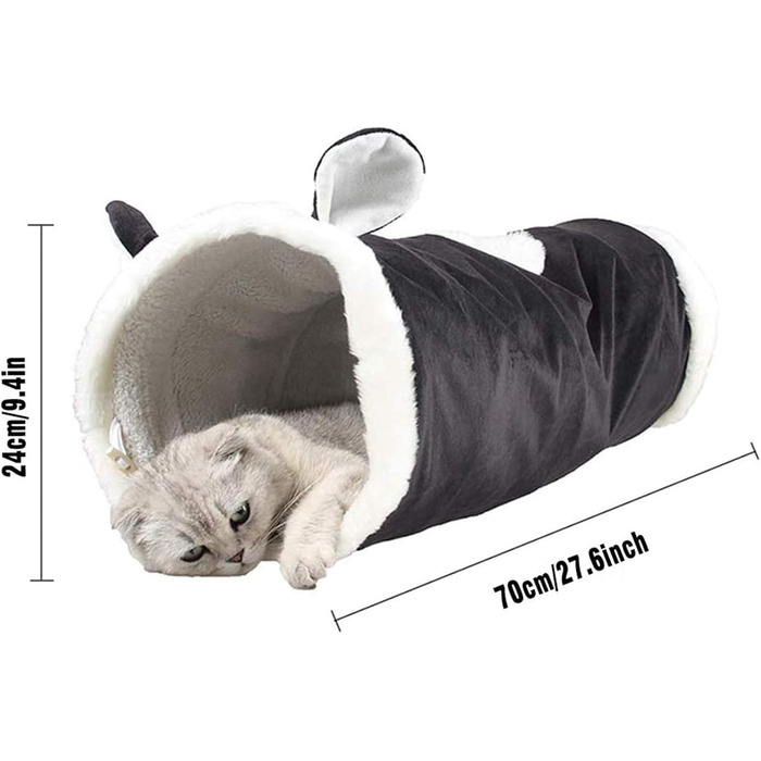 Туннель-іграшка для котів DHGTEP, складаний, з віконцем, чорний