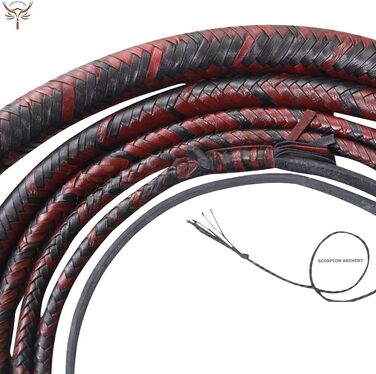 Кнут бичуг шкіряний Bullwhip 90 см (до 3м), 8 кісок, чорно-червоний, з внутрішнім сердечником, подарунок для чоловіка