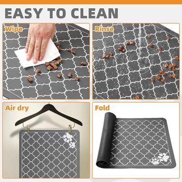 Килимок для годування собак Kooltail, швидковисихаючий, водонепроникний, з гумовою основою, розмір 12'x20' (1 шт.), принт 'Клевер'