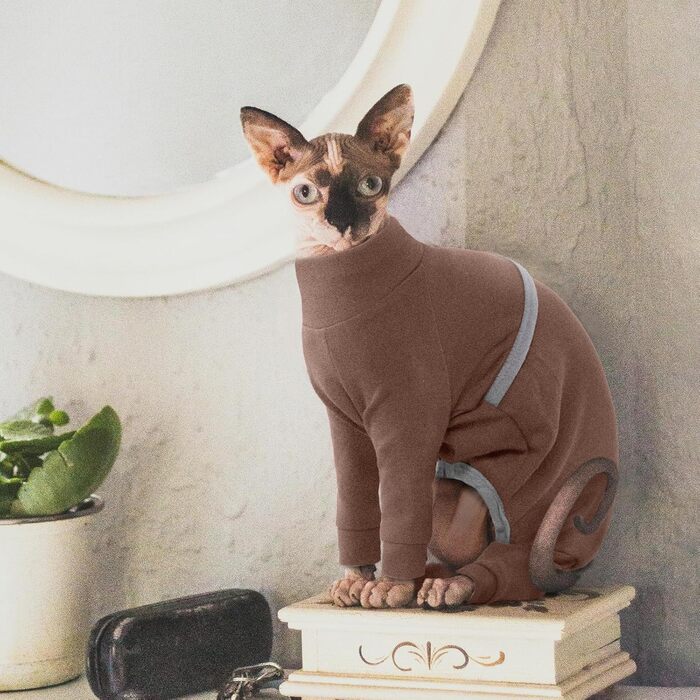 Светр для котів Sphynx, м'який дихаючий костюм для котів з чотирма штанинами, одяг для Cornish Rex, Devon Rex, Peterbald