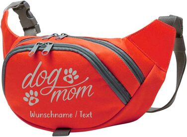 Персоналізована сумка-бананка для собак 'Dog Mom' з іменем | Лежанка для тренування | Сумка для ласощів (Чорний/Світло-блакитний) (Червоний / Срібний)