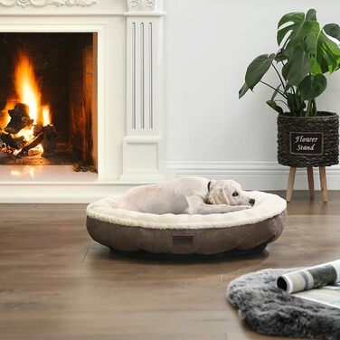 Кругла лежанка для собак та котів Feandrea, діаметр 65 см, коричнева