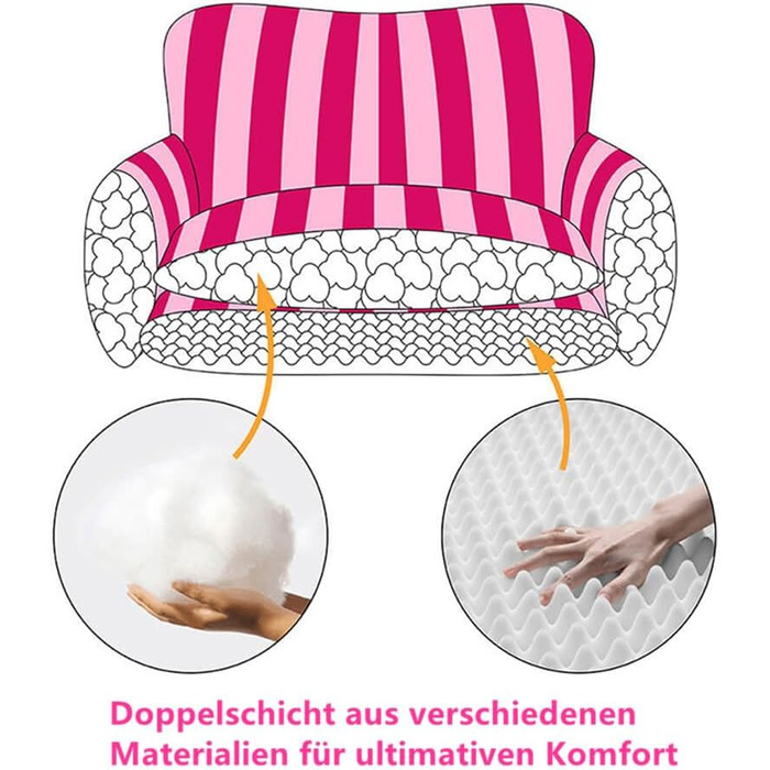 Крісло-лежанка для собак, м'яке ліжко для тварин, рожево-смугасте, XL 100x65x40 см