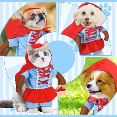 Костюм для собак Huhumy Rotkäppchen на Хелловін: милий, кумедний косплей для маленьких, середніх та великих собак (розмір S), обхват шиї 29.9 см, обхват грудей 43 см
