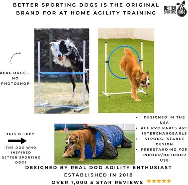 Набір для аджиліті для собак Better Sporting Dogs Deluxe: 7 елементів | Стрибки, тунелі, weave-стійки, бокс для відпочинку