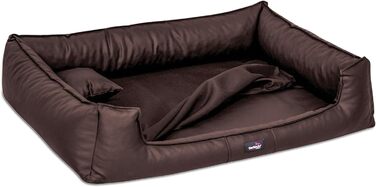 Ортопедичне собаче ліжко Tierlando® Goofy Easy CLEAN з штучної шкіри з захистом для матраца – для середніх та великих собак, 160x110 см, колір: коричневий