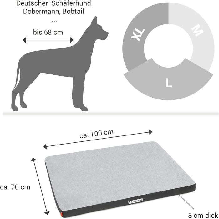 Ортопедичний матрац для собак Doctor Bark з флісовою поверхнею, великий (100x70 см, сірий)
