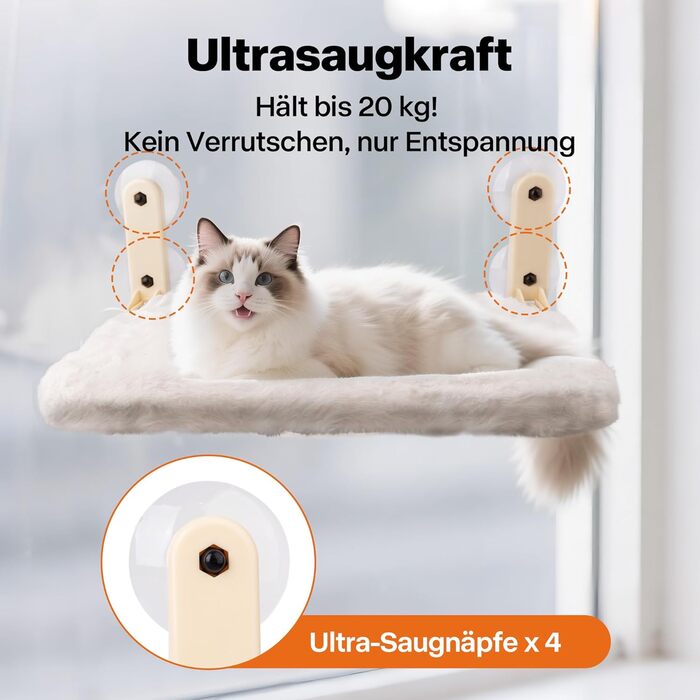 Кігтеточка-ліжко для котів Pet Prime на віконну раму з присосками 85мм, 20кг, знімні чохли, нержавіюча сталь, 45x32см, розкладна, бездротова