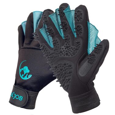 Рукавички для догляду за шерстю COOLJOB, рукавички-щітка для миття тварин, делікатна рукавичка з функцією видалення ковтунів, рукавички для видалення шерсті котів, собак, коней, кроликів (розмір M-L)