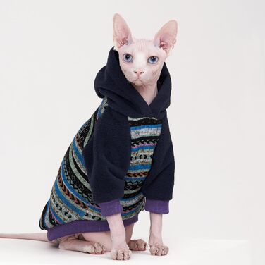 Теплий флісовий худі для котів Sphynx SNIXFever, светр для котів і собак середнього розміру, капюшон, в'язаний дизайн, розмір M