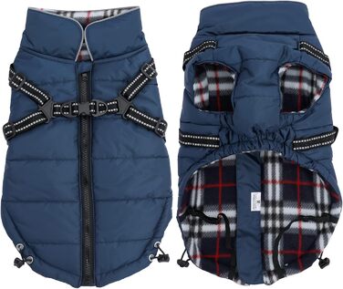 Водонепроникна куртка для собак, тепла зимова, світловідбиваюча, регульована, Marineblau, XL (довжина спини 44 см)