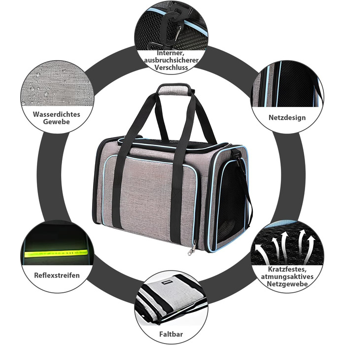 Транспортна переноска для котів та собак, розкладна, з м'якою підстилкою, розширювана (для 2 котів/собак/щенят)