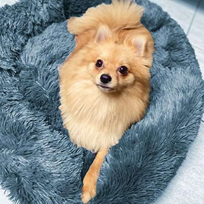 М'яке кругле ліжко-кошик для собак Antistress, плюшеве ліжко для домашніх тварин, зручне та миється, ліжко-кошик для собак малого, середнього та великого розміру (90*90см, 70*70см, блакитний)