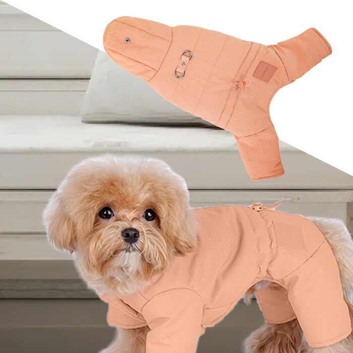 Тепла зимова куртка для собак, флісова худі для маленьких собак, одяг для собак на холодну погоду (Помаранчевий, 2XL)