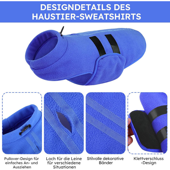 Теплий зимовий пуловер для собак Queenmore: флісова куртка, жилетка для дрібних порід (такса, чихуахуа, бульдог), блакитний, XS