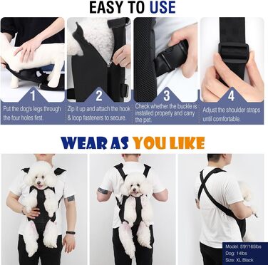 Pawaboo Рюкзак-переноска для тварин, регульований, для собак та котів середніх розмірів (Denim Blue, S)