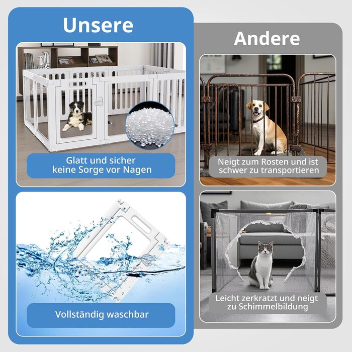 Клітка для цуценят FASNATI з акрилу, 60 см, прозора, для маленьких собак, 10 панелей, 150 x 100 x 60 см