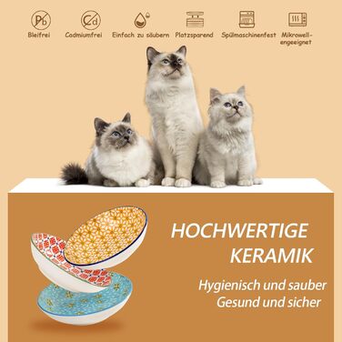 Набір мисок для котячого корму Napf Katze з кераміки, набір 6 шт. з антиковзною підкладкою, об'єм 250 мл, серія 