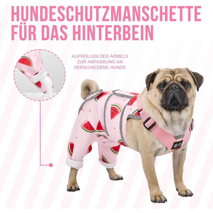 Комбінезон для собак після операції, дихаючий, для захисту задніх лап, рожевий. Підходить для собак маленьких, середніх та великих порід, для кобелів та сук. Розміри: XS (довжина спини 27-32 см, довжина лап 15 см), S (довжина спини 33-38 см, довжина лап 1