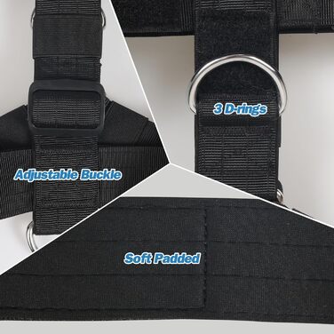 Шлейка для собак FEimaX для великих собак, тактична, не тягне, чорна, XL. Зручна, дихаюча, міцна, з м'якою підкладкою