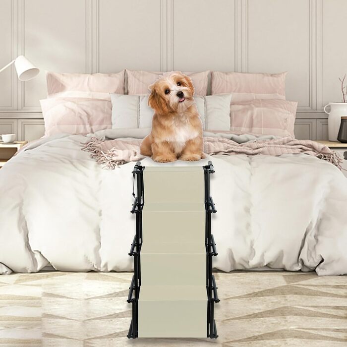 Рампа для собак у машину, складна, регульована висота, до 75 кг (чорний, бежевий)