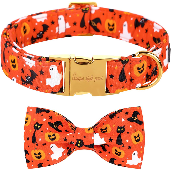 Нашийник для собак Unique Style Paws з метеликом, регульований, для середніх собак (L, 1 шт.), для святкування Хелловіну