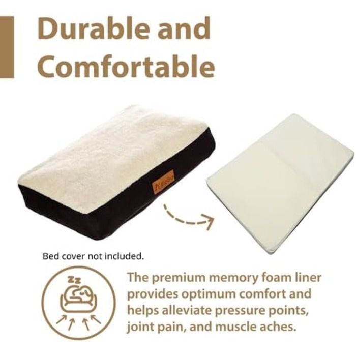 Водонепроникне ортопедичне ліжко для собак Ellie-Bo з піною-пам'яттю, для клітки/бокса, чорне (XXL, 122 см, 122x75x6 см, тільки накладка)