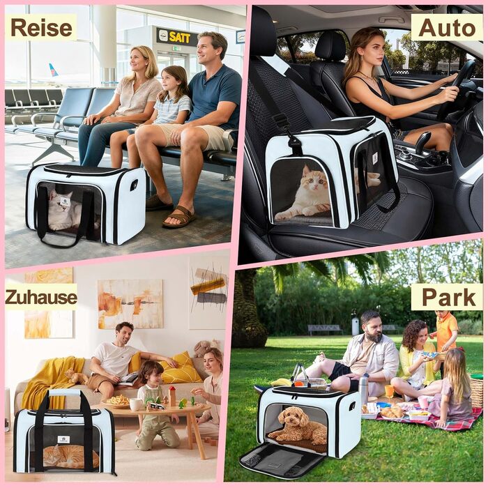 Транспортна сумка для котів та маленьких собак – складана, добре провітрювана переноска. Сумка для тварин з водонепроникною підкладкою для безпечного транспортування до ветеринара, у подорожах та в авто (Блакитна)