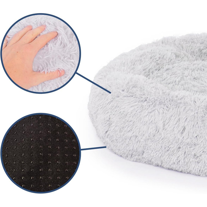 М'яке ліжко для собак Ceddie - кругленьке гніздечко для сну | діаметр 100 см, сірий світлий