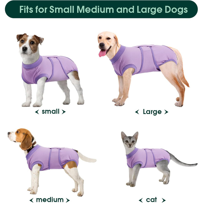 Захисний одяг для собак Kuoser M після операції (для сук та кобелів), дихаючий, альтернатива електронному нашийнику, розмір M (спина: 34-41 см; груди: 49-59 см), колір: фіолетовий