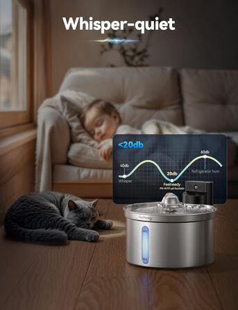 Автоматичний фонтанчик для котів та собак FEELNEEDY FN-W19, 3.5L, з датчиком, бездротовий, з акумулятором 4000mAh, 3 режими, з фільтром з активованого вугілля