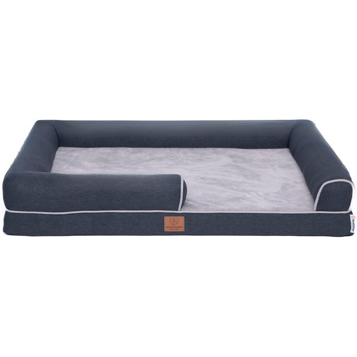 Ортопедичне лежанка для собак Преміум з піною Memory Foam, лежанка-софа для собак, м'яке собаче ліжко, знімний та пральний чохол, 71 x 60 x 16 см, світло-сірий (XL)