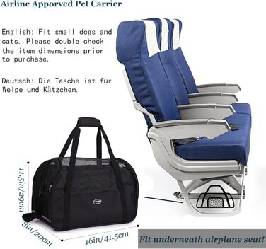 Транспортна переноска для тварин: для собак та котів Comfort Airline, чорна