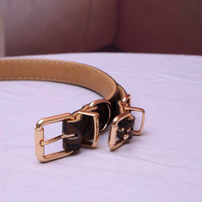 Нашийник для собак та котів Viwind з м'якої шкіри, регульований, комплект (1.5/2см, білий/коричневий)