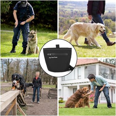 Сумка для ласощів для собак DONGKER з магнітним закриттям, поясна сумка для ласощів для тренувань та виховання цуценят, швидке винагородження, чорна