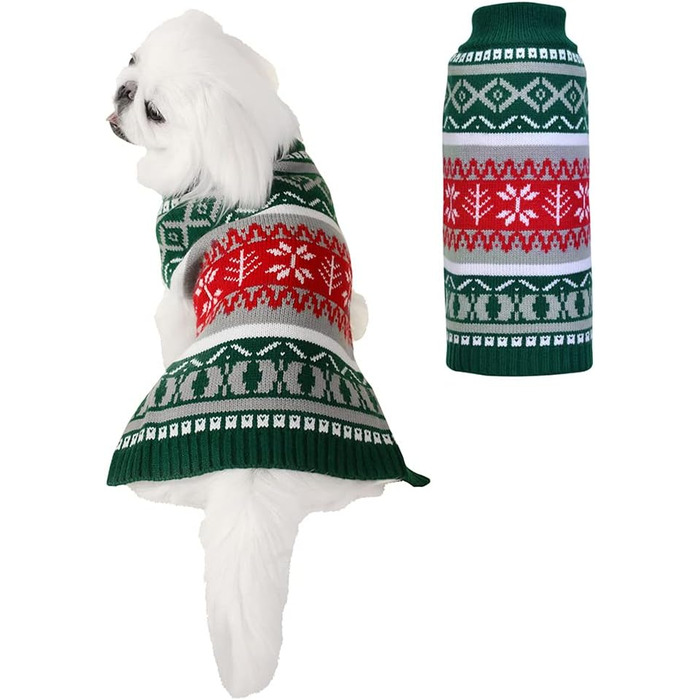 Теплий зимовий светр для собак середніх та великих порід, зелений. М'який, зручний, теплий костюм-светр для собак.