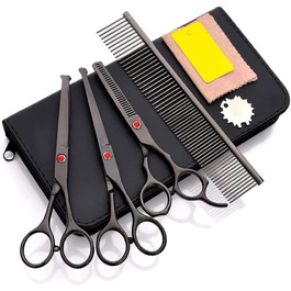 Професійна ножиця для собак, вигнута ножиця, ножиці для стрижки шерсті собак, набір з нержавіючої сталі, спеціально для стрижки шерсті тварин (чорний)
