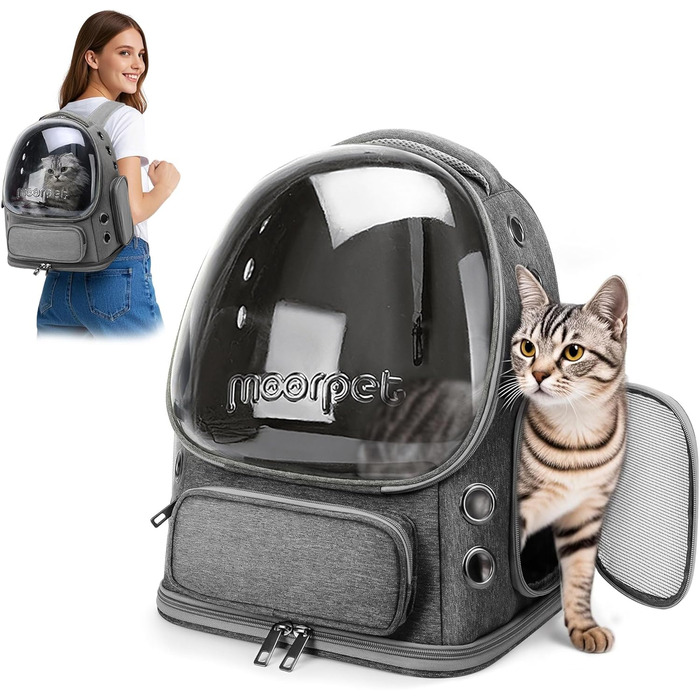 Рюкзак-переноска для котів та собак ALLSOPETS Bubble Carrier – сірий, до 7.5 кг