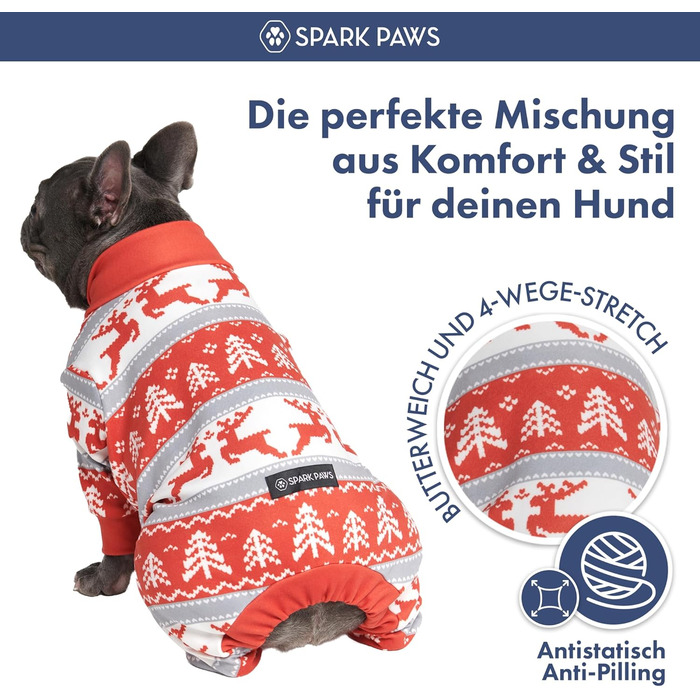 Піжама для собак Spark Paws Winter Wonderland, ультрам'яка, 4-стороння розтяжність, для малих, середніх та великих порід, 3XL (25-34 кг)
