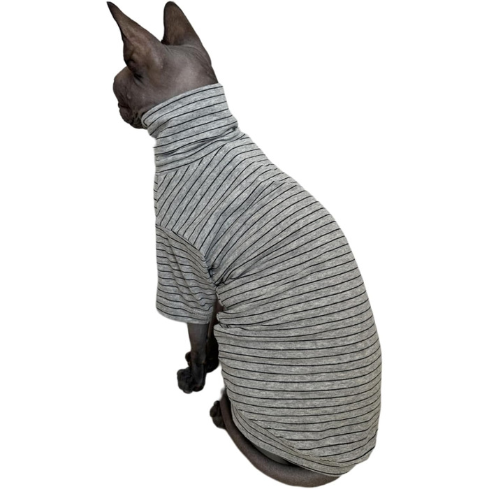 Футболка для котів Sphynx, бавовна, смугаста, з рукавами, для безшерстих порід (жовта, M)