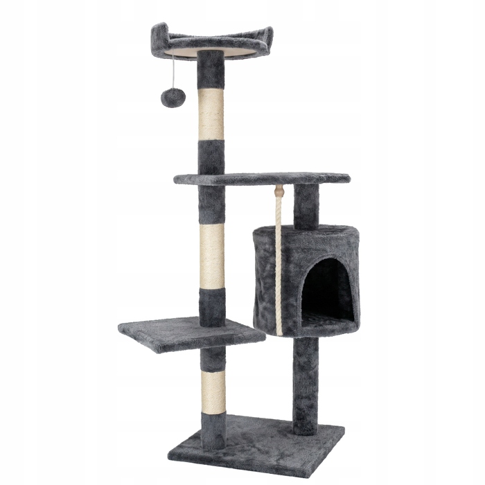 Когтеточка для котів Be-Active.pl сіра, 117 см, з будинком, 5 рівнів, сизаль